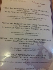 Menu restauracji La Pasion w Chorzowie